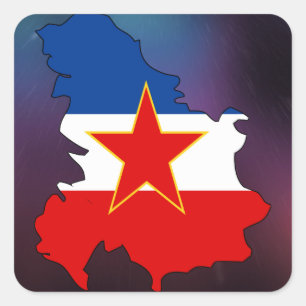 Adesivo Quadrado Mapa legal da bandeira de Jugoslávia