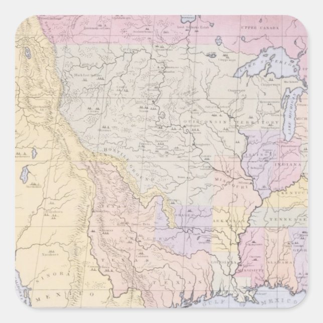Adesivo Quadrado Mapa mostrando as localidades das tribos indígenas (Frente)