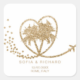 Adesivo Quadrado Mapa Mundial do Passaporte de Destino de Palm de P