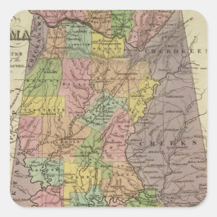Adesivo Quadrado Mapa novo de Alabama