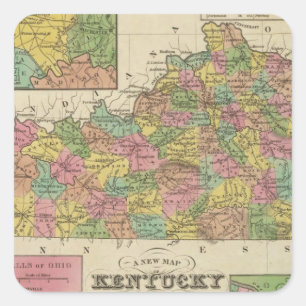 Adesivo Quadrado Mapa novo de Kentucky