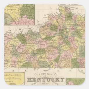 Adesivo Quadrado Mapa novo de Kentucky 2