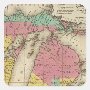 Adesivo Quadrado Mapa novo de Michigan