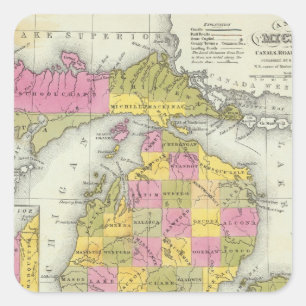 Adesivo Quadrado Mapa novo de Michigan 2