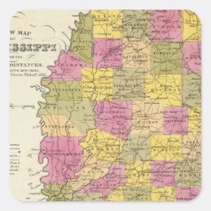 Adesivo Quadrado Mapa novo de Mississippi