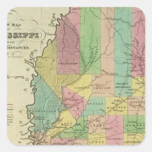 Adesivo Quadrado Mapa novo de Mississippi 2