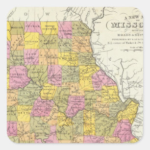 Adesivo Quadrado Mapa novo de Missouri