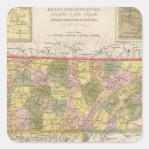 Adesivo Quadrado Mapa novo de Tennessee