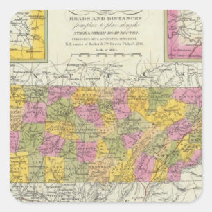 Adesivo Quadrado Mapa novo de Tennessee