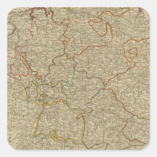 Adesivo Quadrado Mapa oclored mão do atlas de Alemanha