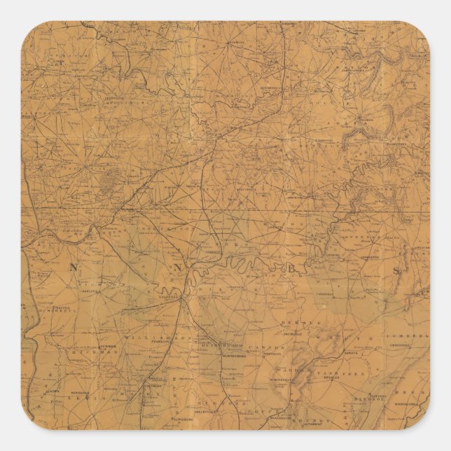 Adesivo Quadrado Mapa oficial da Lloyd's do Estado do Tennessee (Frente)