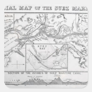 Adesivo Quadrado Mapa Oficial do Canal Marítimo de Suez do Wyld