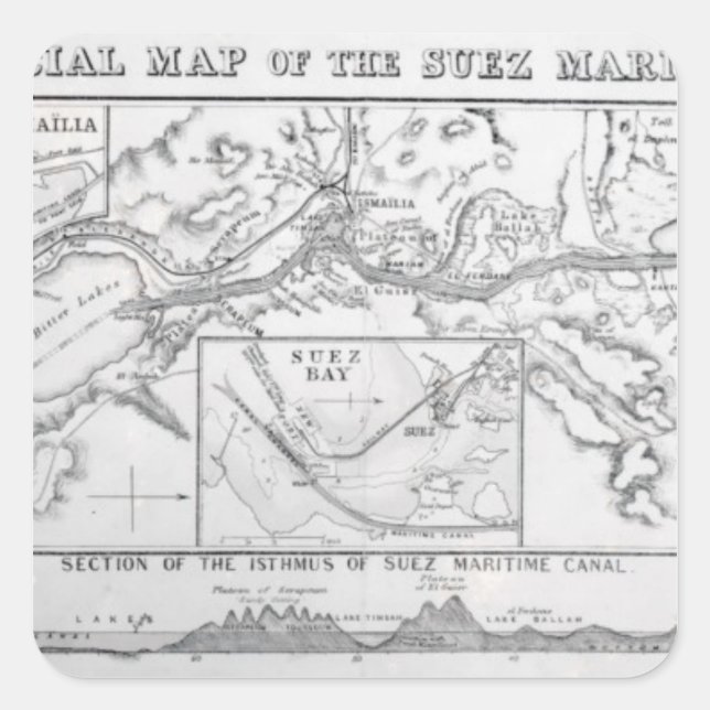 Adesivo Quadrado Mapa Oficial do Canal Marítimo de Suez do Wyld (Frente)