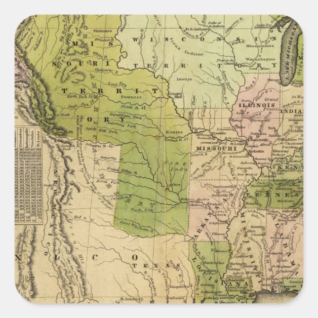 Adesivo Quadrado Mapa Olney dos Estados Unidos (Frente)