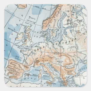 Adesivo Quadrado Mapa padrão do Bacon do 20 Century Vintage Europe