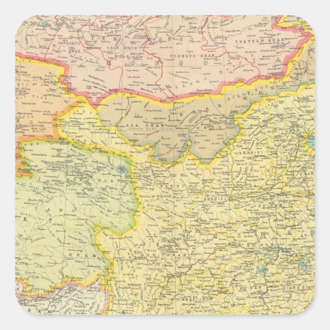 Adesivo Quadrado Mapa político da China (Frente)