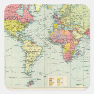 Adesivo Quadrado Mapa político do mundo