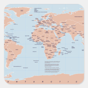 Adesivo Quadrado Mapa político do mundo