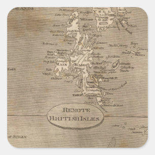Adesivo Quadrado Mapa remoto das ilhas britânicas por Arrowsmith