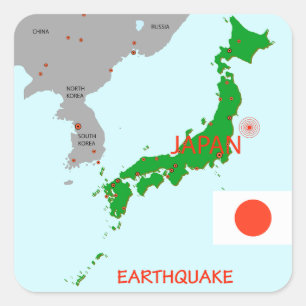 Adesivo Quadrado Mapa Sísmico do Terremoto no Japão