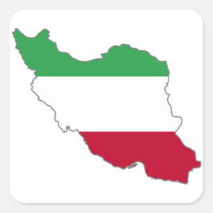 Adesivo Quadrado Mapa Tricolor da bandeira de Irã