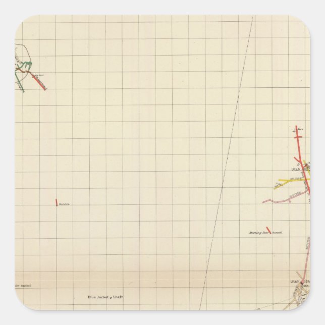 Adesivo Quadrado Mapas de minas de comstock Número I (Frente)