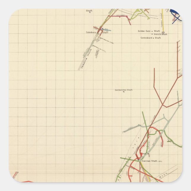 Adesivo Quadrado Mapas de minas de comstock Número VII (Frente)