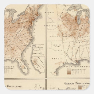 Adesivo Quadrado Mapas do recenseamento dos Estados Unidos, 1870