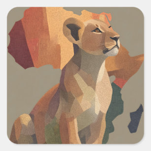 Adesivo Quadrado Mapas geométricos de mosaicos com mapa de África e