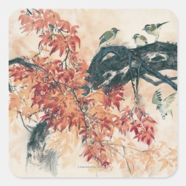 Adesivo Quadrado Mapeamentos Vermelhos (Frente)