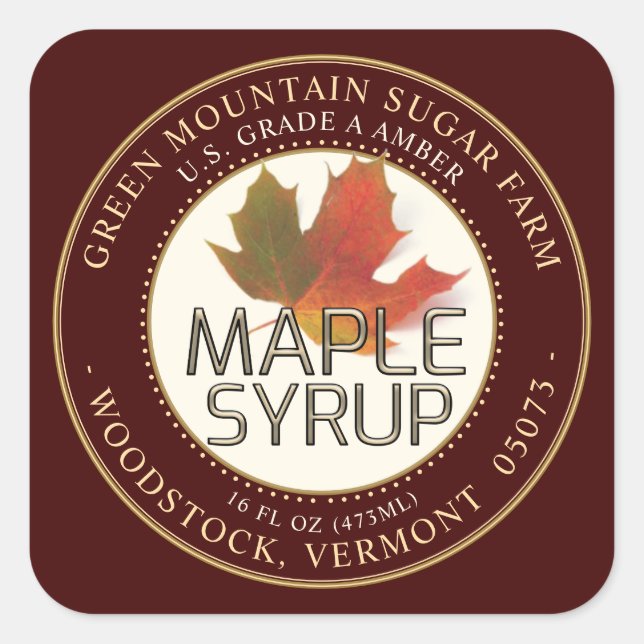 Adesivo Quadrado Maple Colorful Maple Leaf Dotted Border (Frente)