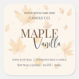 Adesivo Quadrado Maple Vanilla | Elegant Fall Soy Candle Label