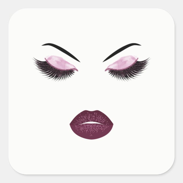 Adesivo Quadrado Maquiagem com efeito de brilho (Frente)