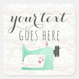 Adesivo Quadrado Máquina de Costura em Renda e aniagem em Estilo Sh