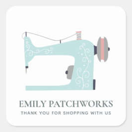 ADESIVO QUADRADO MÁQUINA DE COZINHA AZUL AQUA OBRIGADA POR VOCÊ COM