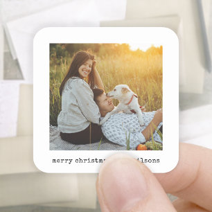 Adesivo Quadrado Máquina de escrever minimalista moderna Foto feliz