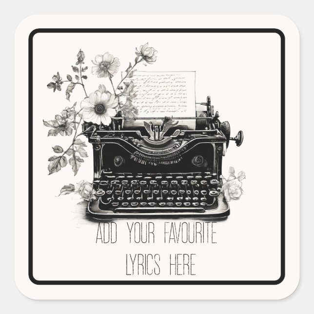 Adesivo Quadrado máquina de escrever poetas tpd arte moderna nova e (Frente)
