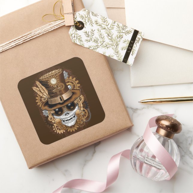 Adesivo Quadrado Máquina de Retro de Voodoo Steampunk (Presentear)