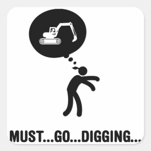 Adesivo Quadrado Máquina escavadora