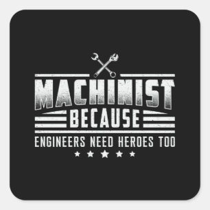Adesivo Quadrado Máquina Machinista CNC Machinist - Ideia de Prese