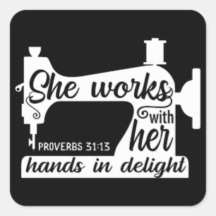 Adesivo Quadrado Máquinas De Costurar Que Cortam A Fé De Crocheti