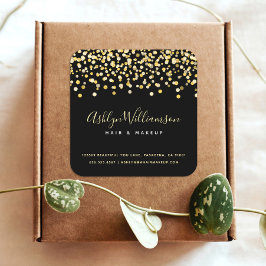 Adesivo Quadrado Maquinista preto dourado ponto de cabelo maquiagem