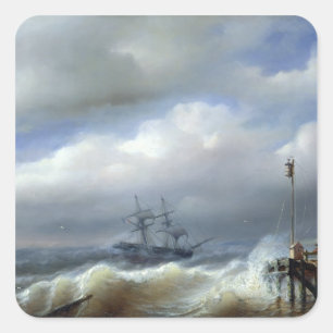 Adesivo Quadrado Mar áspero no clima de tempestade, 1846