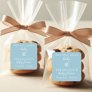 Adesivo Quadrado Mar Azul Empoeirado Você Logo Obrigada Chuveiro de