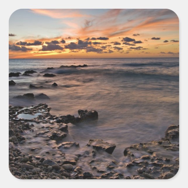 Adesivo Quadrado Mar Caribe, Ilhas Cayman. Ondas de queda 2 (Frente)