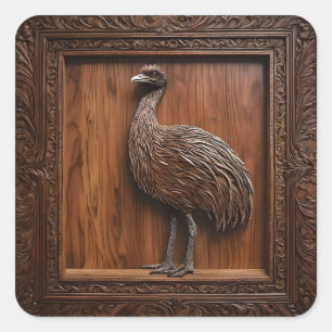 Adesivo Quadrado Maravilhas: Impressão de madeira de Emu Australian