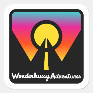 Adesivo Quadrado Maravilhosa Aventuras Logotipo do Horizonte Sunset