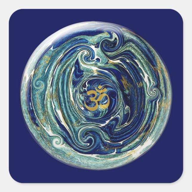 Adesivo Quadrado Marble Earth Om Sticker (Frente)