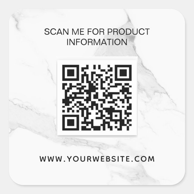 Adesivo Quadrado Marble white business information qr code (Frente)