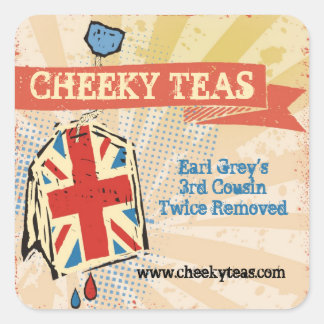 Adesivo Quadrado Marca britânica teabag com mistura manual de chás